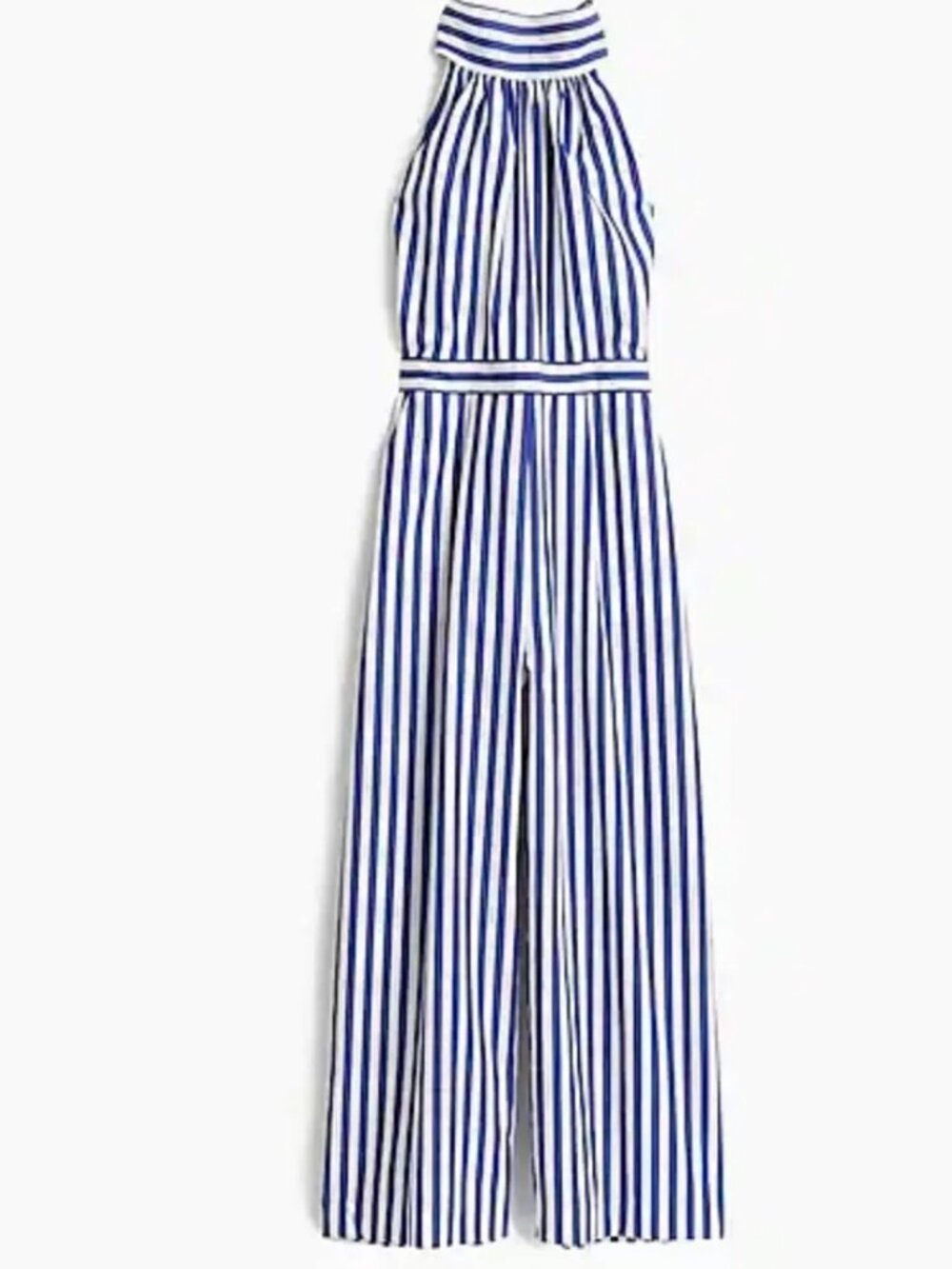 J. Crew Blue Stripe Halter Wide Leg Jumpsuit Romper SZ 4